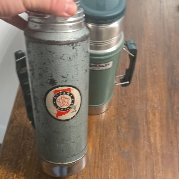Stanley Classic Green and Silver Thermos Duo Vintage - Picture 6 of 7